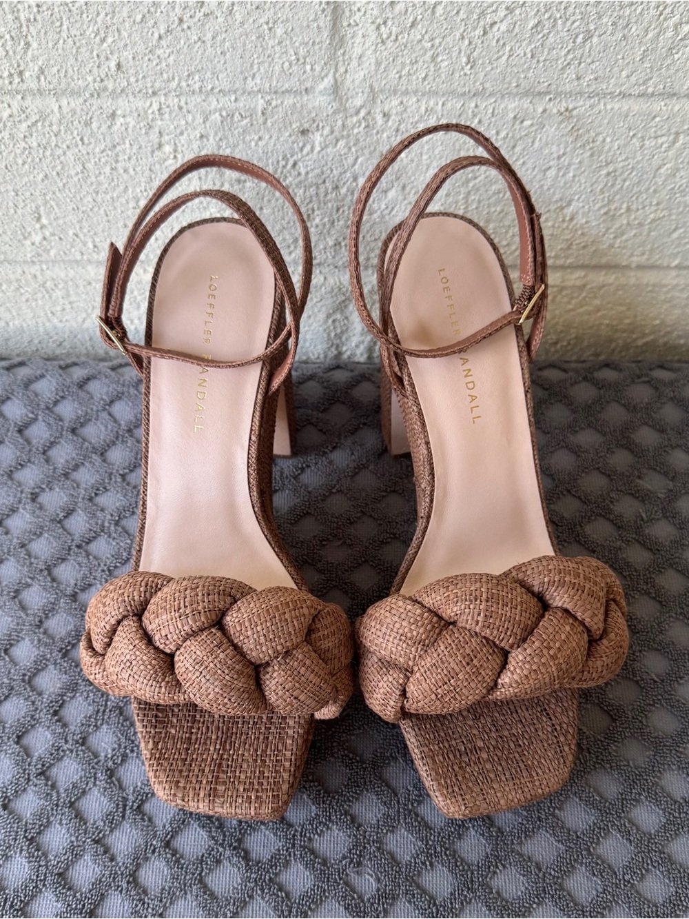 Loeffler Randall Fae Braided Brown Raffia Platform Sandals Size 9.5 - Picture 2 of 9